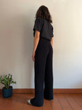 Pantalone plissé in maglia nero