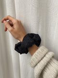 Scrunchie nero brillantini arcobaleno
