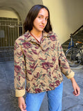 Giacca tapestry beige e bordeaux