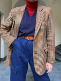 Blazer pied de poule beige e bordeaux