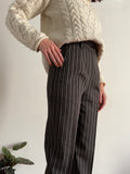 Pantalone di lana marrone a righe