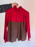 Camicia bicolor bordeaux e marrone