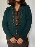 Cardigan ottanio con ricami