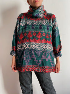 Maglione aztec collo alto multicolor