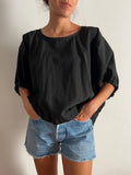 Blusa oversize nera trama lavorata
