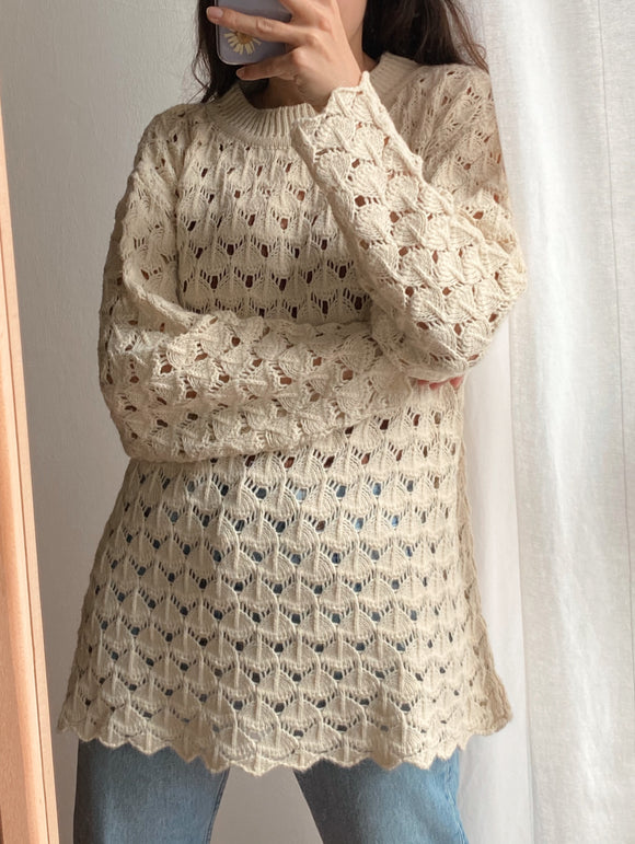 Maglione panna traforato