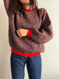 Maglione anni 80 con bordo rosso