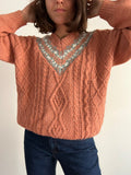 Maglione intrecciato salmone