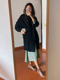 PRE ORDINE • Maxi cardigan intrecciato con cintura nero