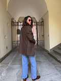Blazer maschile marrone quadretto azzurro