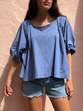 Blusa oversize azzurro cielo