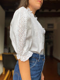 Camicia bianca con dettagli in pizzo