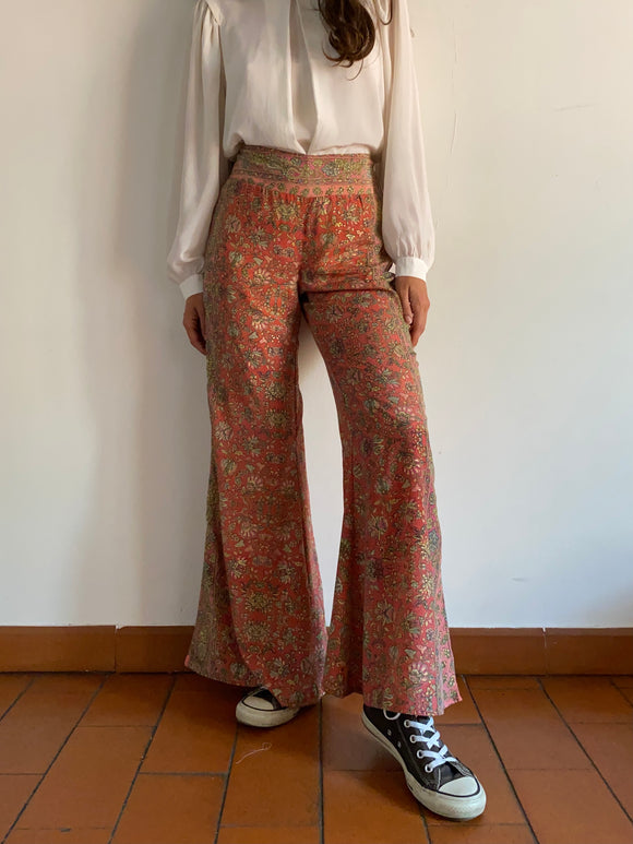 Pantalone indiano flare corallo