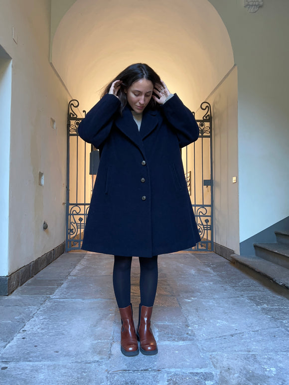 Cappotto scampanato blu