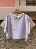 T-shirt Leggerissima con colletto • righine e fiorellini