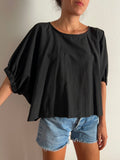Blusa oversize nera trama lavorata