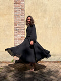 PRE ORDINE • Abito lungo con cintura crepe nero