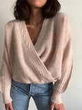 Maglione incrociato rosa