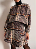 PRE ORDINE • Maglione corto in lana intrecciata a quadri