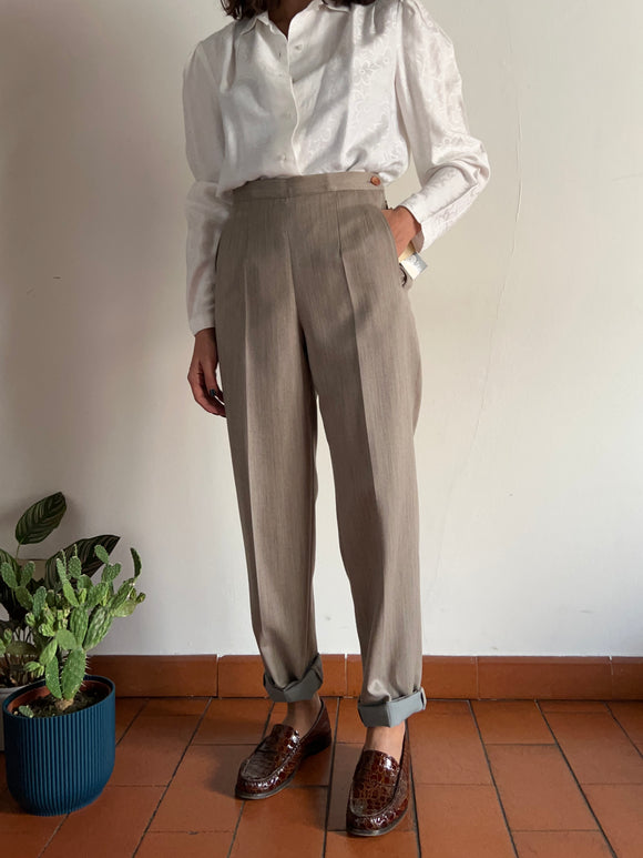 Pantalone di lana beige
