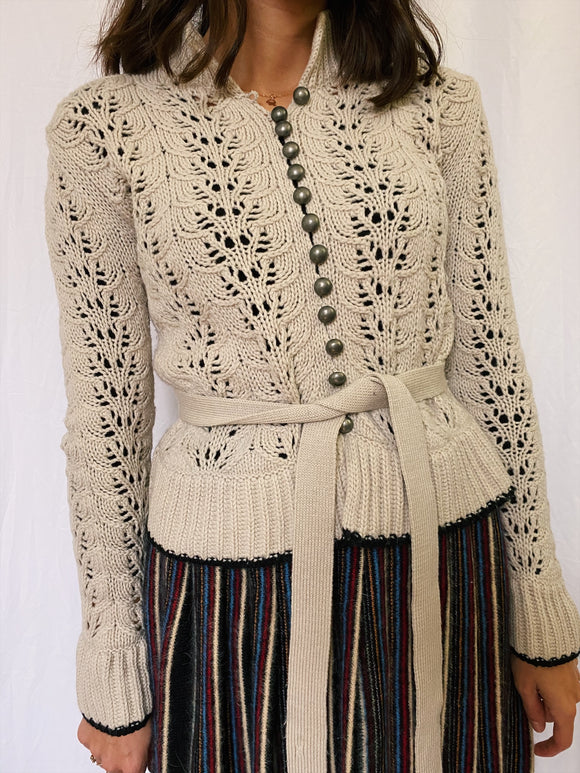 Cardigan panna traforato