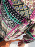 PRE ORDINE • Abito lungo a portafoglio stampa patchwork