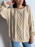 Maglione fatto a mano in lana grossa intrecciata XL