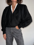 Maglione incrociato nero mohair