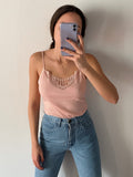 Top rosa lana e seta