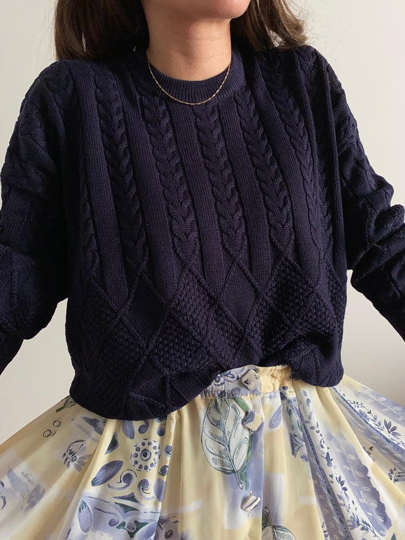 Maglione intrecciato blu
