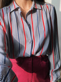Camicia di seta righe blu e rosse
