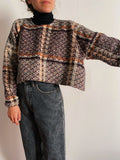 PRE ORDINE • Maglione corto in lana intrecciata a quadri