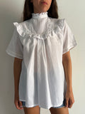 Camicia bianca con colletto arricciato