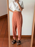 Pantaloni stock Benetton • rosa scuro vita altissima con piega cucita
