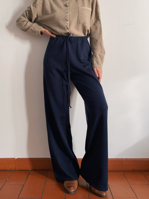 Pantaloni in maglia di lana blu