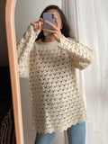 Maglione panna traforato