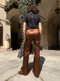 Pantalone satin marrone