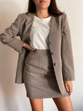 Completo beige e blu