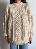 Maglione in lana grossa intrecciato panna