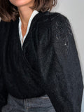 Maglione incrociato nero mohair