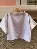 T-shirt Leggerissima con colletto • righine e fiorellini