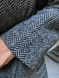 Blazer spigato con rever arrotondato