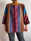 Maglione aztec multicolor con rosa