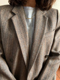 Completo di lana spigato marrone e beige