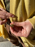 Cardigan giallo con bottoni rose