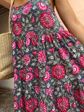 Abito di cotone con spallina sottile fiori rosa