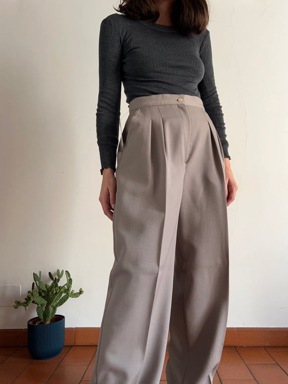 Pantalone con pince beige