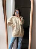 Maglione di lanona panna intrecciato lavorazione noccioline