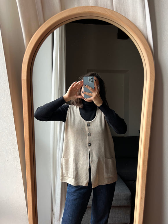 Gilet beige pura lana