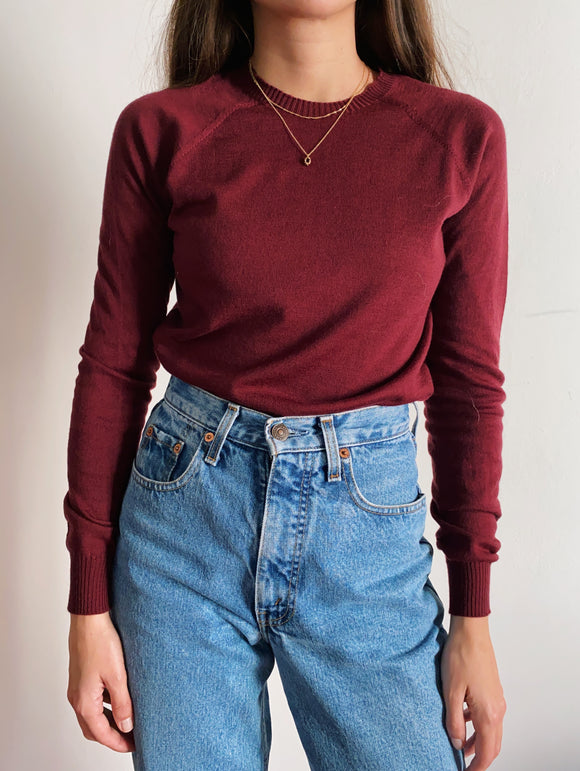 Maglione girocollo basic bordeaux